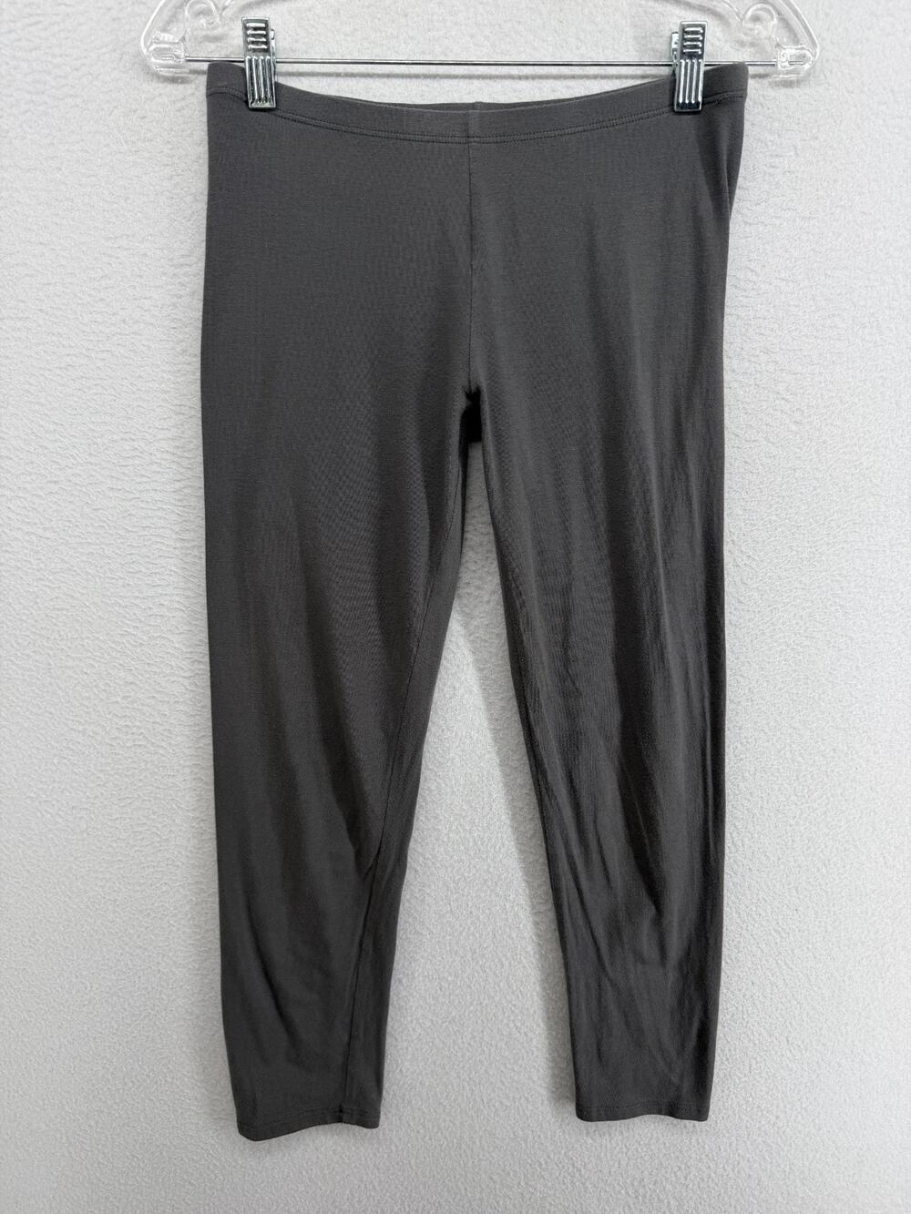 EILEEN FISHER Leggings XS Organic Cotton Stretch Jersey Ankle Pull On Gray USA